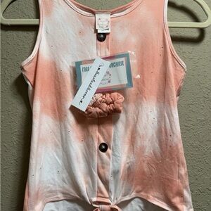 Charming Peach and White Kids Tank Top